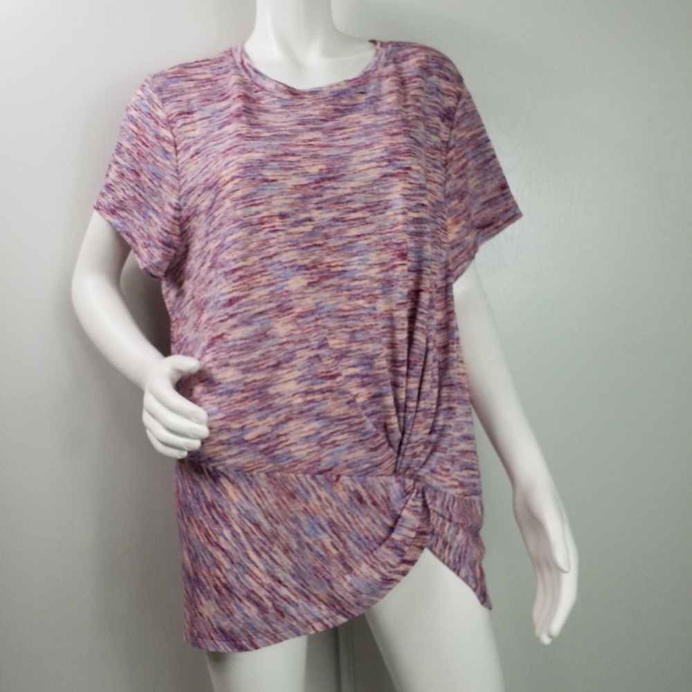 Bobeau Top Size 3X Knotted Hem Short Sleeve